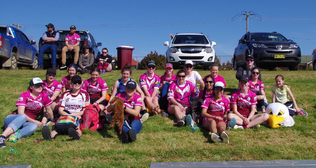 WATCHING THE OPPOSITION: The Harden Hawkettes were on hand to observe the League Tag preliminary final between Bungendore Tigerettes and the Crookwell She-Devils. 