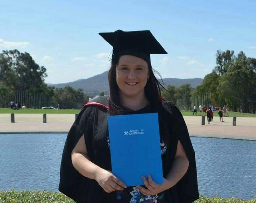 CELEBRATION: Recent graduate Jamie-Lea Drew formerly of Harden with the piece of paper to prove that she is a teacher. Picture: Mat Thirtle.