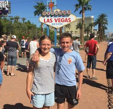 RUNNING COUSINS IN VEGAS: Emma, left, and Jesse Manwaring have returned from a tour to the United States where they competed in a series of cross country events.