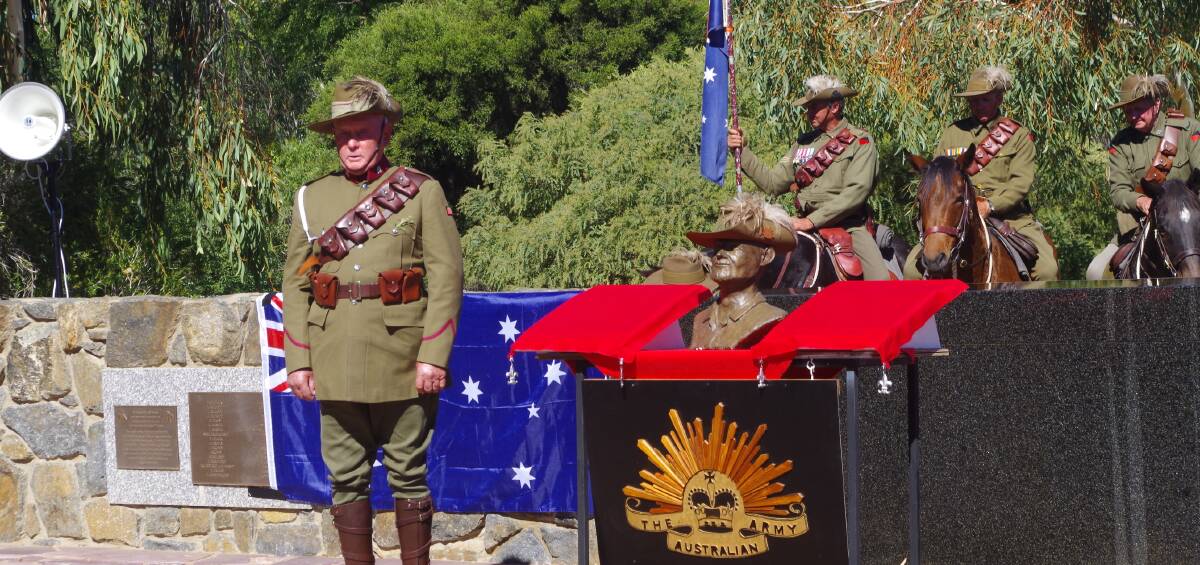Mr Gordon Hughes from the 6th Light Horse unit was invited to unveil one of the new plaques at Murrumburrah's Light Horse Memorial on Anzac Day. Picture: John McLaurin.