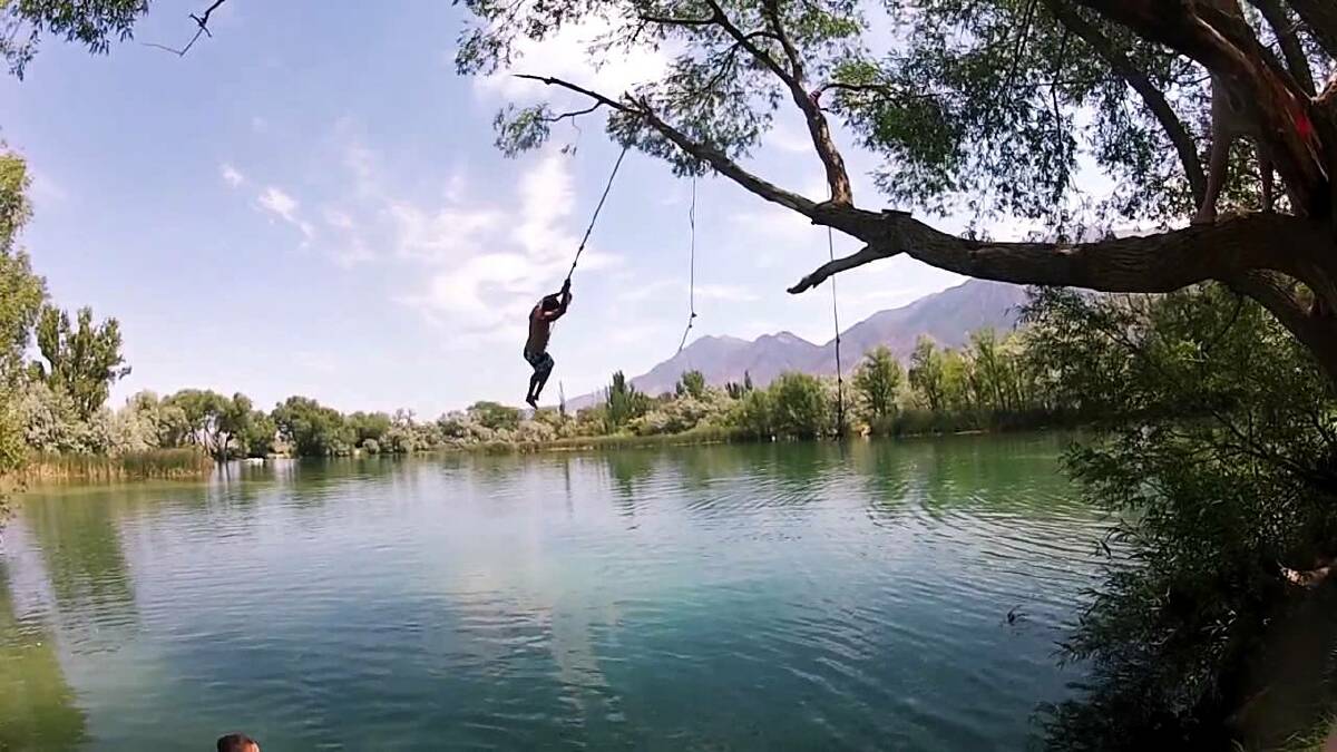 Example of rope swinging into the water.