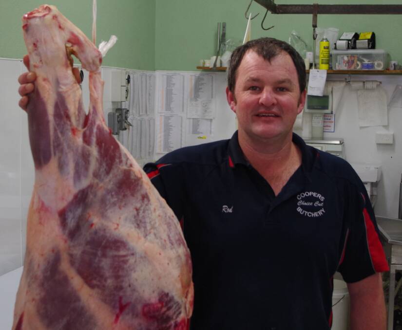 QUALITY BEEF: Rod Cooper out the back at his butchery in Neill Street Harden. PICTURE: John McLaurin.