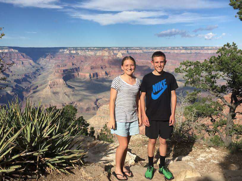CANYON BACKDROP: (from left) Emma and Jesse Manwaring.