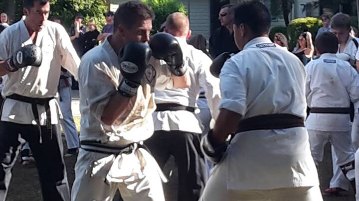 Fighting Fit - Steve Rowan taking part in the three-day event in August,  that earned him his Black Belt and the title of "Sensei"