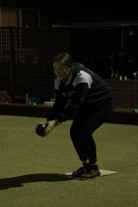 Georgia Murray lining up a shot for the Wednesday night Business house bowls. Picture: Jody Potts