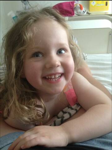 FIGHTING: Annabelle Potts, 3, the little girl with a big smile and a big battle to survive, has been accepted into a medical trial in England.