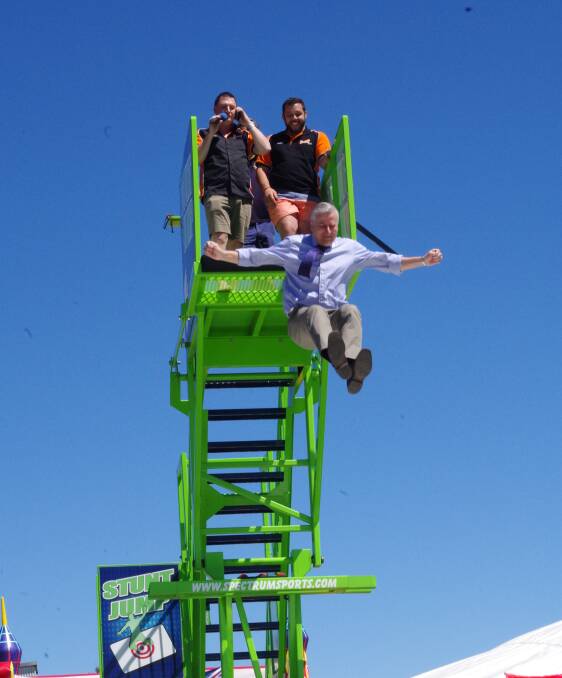 ABLE TO LEAP TALL BUILDINGS: Member for Riverina Michael McCormack takes a giant leap of faith