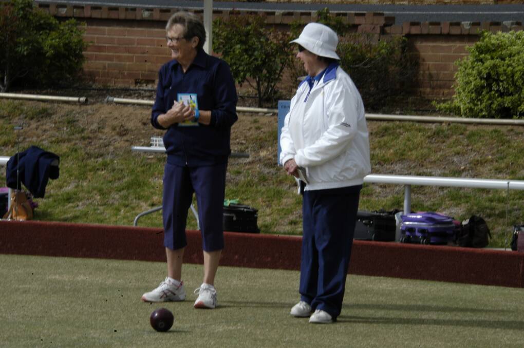 South West District Ladies Bowls President Robyn Apps and her team of Judy Watson and Pat Walker were victorious at the Ladies Harden President's Day on Saturday. Robyn is seen here having a laugh with her opponent.