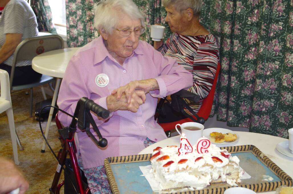 Happy birthday Gwen! The Garden Club couldn't let this chance to celebrate their patron's 94th birthday slip by without a cake, a cuppa and a song