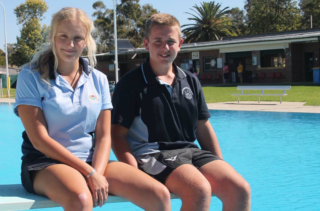 DIVE IN: Mikayla Johnston and Ryan Daley will represent the Riverina tomorrow at the NSW CHS Swimming Championships. Picture: Harrison Vesey