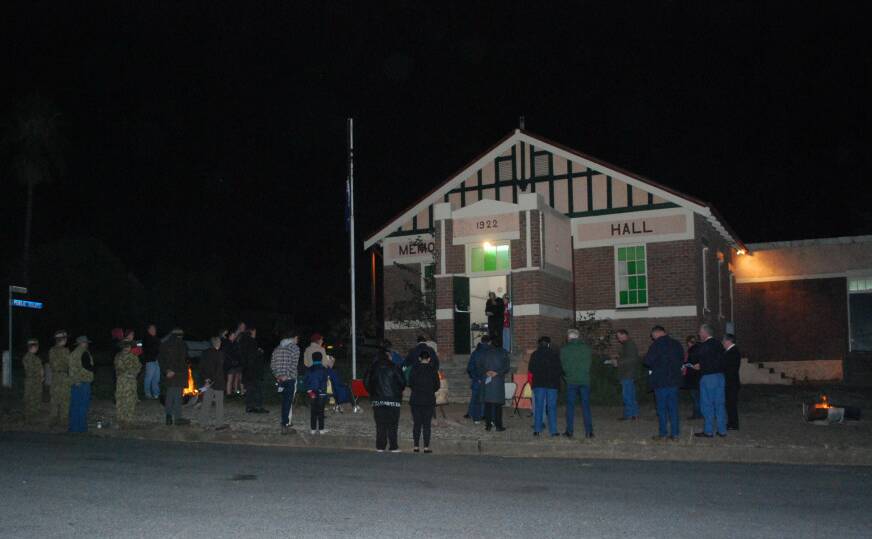 ANZAC PRIDE: About fifty people attend the dawn service in Galong on Saturday. Binalong also welcomed a better turn-out for the 100 year anniversary of the Gallipoli landing. Picture: William McCaskill