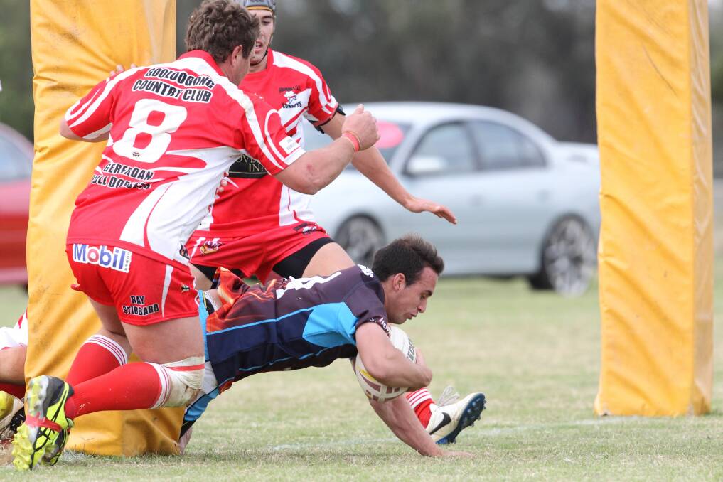 Guy Sherrett scores his second half try for the Brahmans. Picture: RS Williams