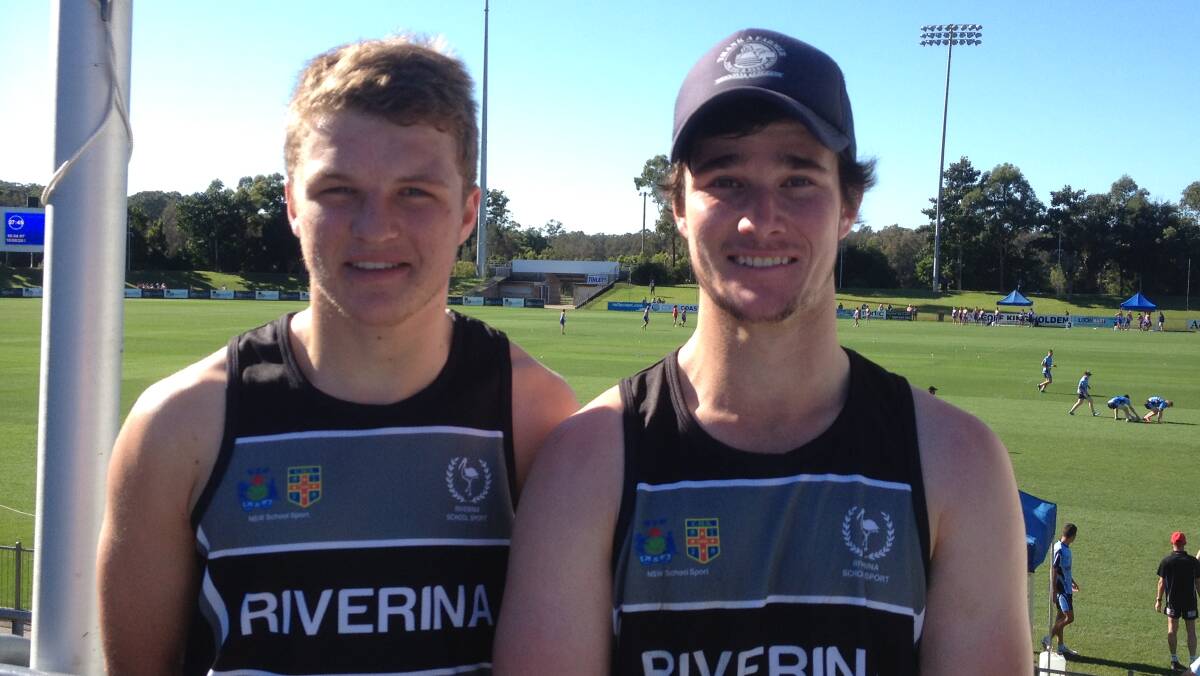 Will Manwaring and Jared Prosser represented the Riverina at the touch football State Championships last week. Picture: Liz Prosser