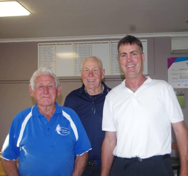 NTP: Herby Manwaring, Ron Page and Michael Baldry. The Bendigo Bank Hole in One was not claimed but Manwaring took NTP with a deft little shot into 4.9m.
