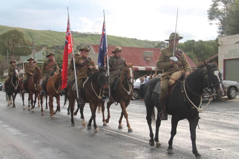 HORSEMEN: The 7th Light Horse Troop featuring riders from Harden and Gundagai capped off a busy day in Jugiong on Anzac Day.