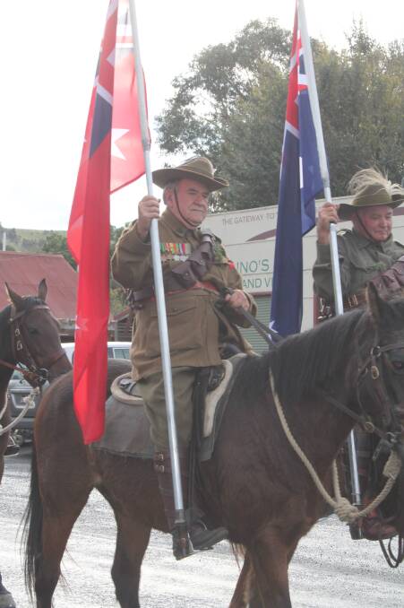 SHOWING RESPECT: Members of the 7th Light Horse Troop in Jugiong on Saturday.