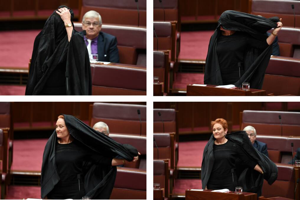 SHOWING US UP: Two readers agree that Pauline Hanson's stunt in Parliament last week where she put on a burqa was an embarrassment to the country.