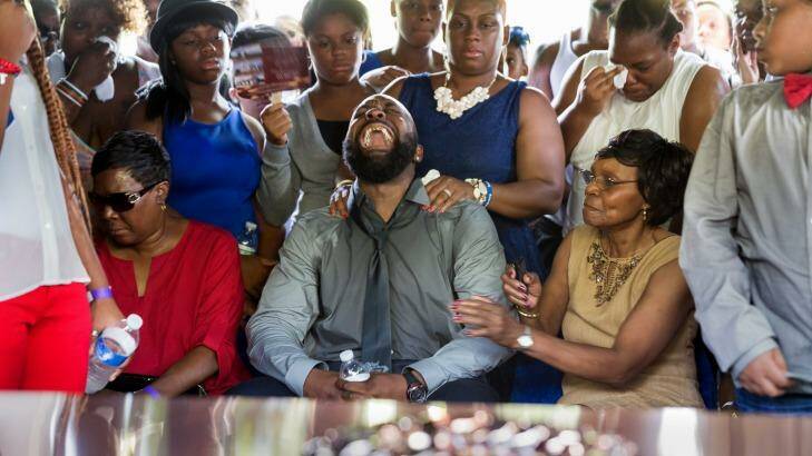 Michael Brown snr at the funeral of his son, Michael Brown, in August. Photo: New York Times