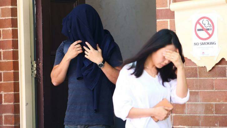 Minki Kim leaves Burwood Court after being charged with negligent driving occassioning death. Photo: Daniel Munoz