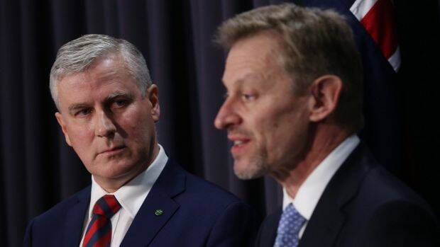Michael McCormack and the ABS chief statistician David Kalisch at Parliament House in Canberra on Wednesday explaining the census outage. Picture: Andrew Meares.