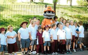 The students at Jugiong Public School were excited when the SES mascot Paddy Platypus arrived last Thursday afternoon.