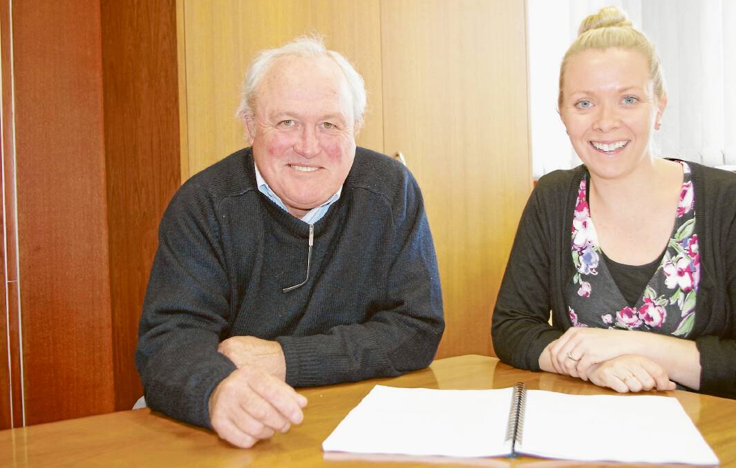 Harden mayor Chris Manchester with the council's new economic development officer Jess Cavanagh.