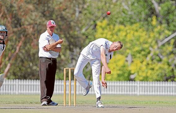 Matt Schofield took the opportunity to bowl against his uncle Peter Schofield when the Harden Hornets took on the Bowning Buffalos in last fortnight's match in the Triggs Shield.