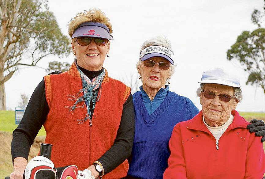 Competing in round one of the ladies championships on Sunday were, from left, Ev Shea, Pat Walker and Joan Quinnell.