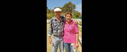 Jesse James and Jenny Ricketts at the Can Assist bowls day on Sunday,