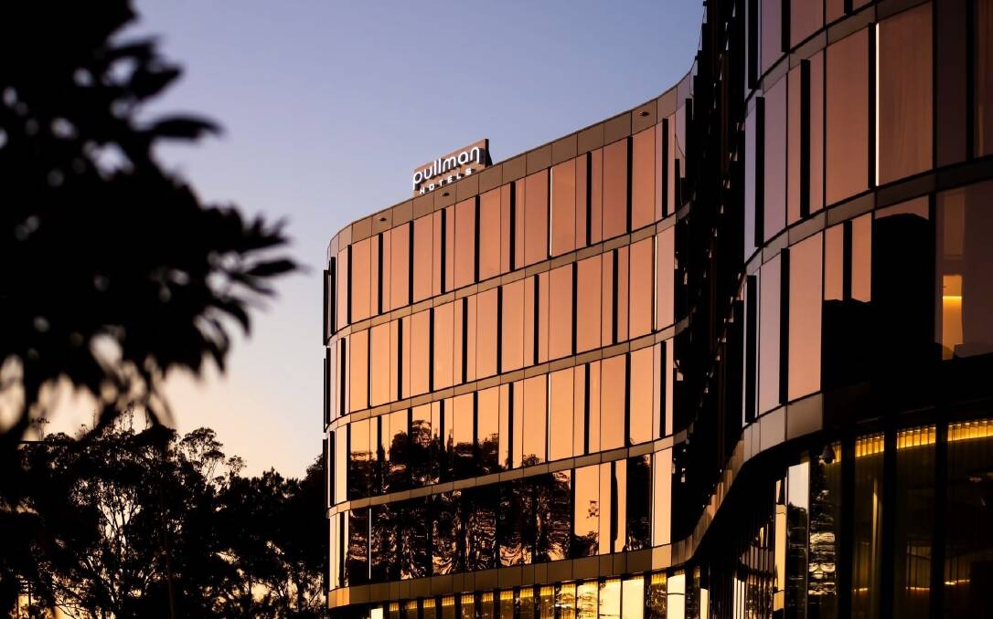 Clockwise from main: The hotel's wave design; fine-dining Marcel Bar & Bistro; a junior suite; room service dessert.