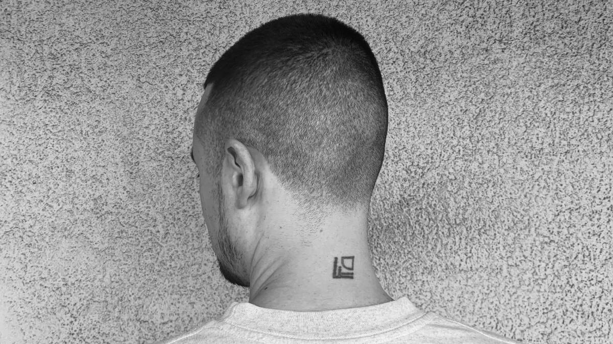 Daniel Barca tattooed with Deacon Frost's familiar glyph featured in Blade 1998. Picture by Anna Houlahan