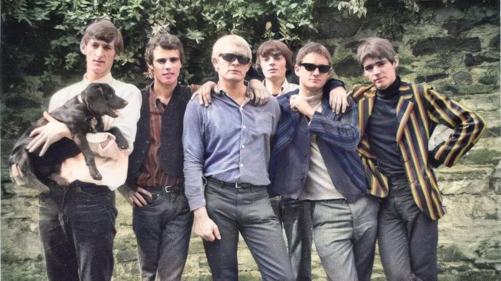 The Masters Apprentices from left Mick Bower (rhythm guitar), Rick Morrison (lead guitar), Graham Longley (manager), Gavin Webb (bass guitar), Brian Vaughton (drums) and Jim Keays (lead vocals) in 1966. Picture supplied