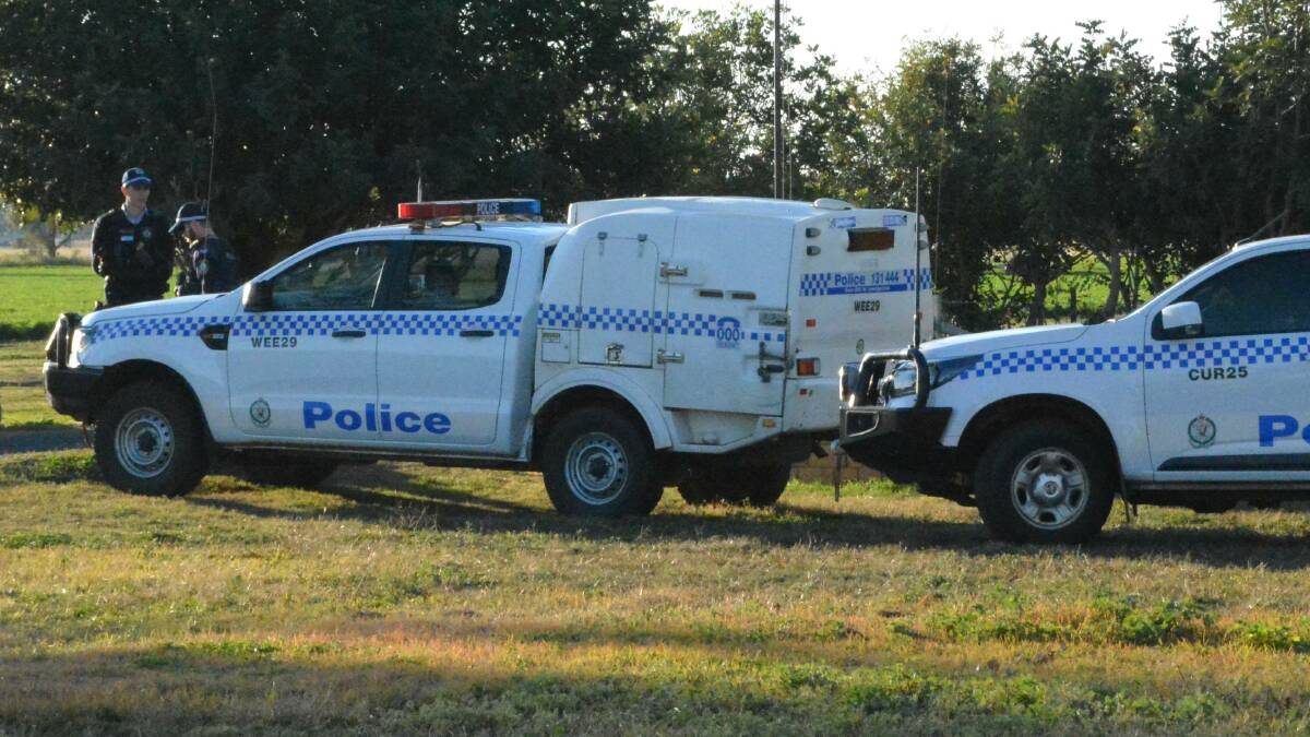 Crime scene guard: Oxley police cordoned off the property on the outskirts of Gunnedah on Wednesday after the young girl's body was discovered. Photo: ACM