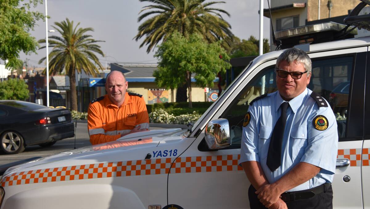 Ready for anything: Harden SES Deputy Commander Gary Buckley with Commander Malcolm Edwards. Picture: Jody Potts
