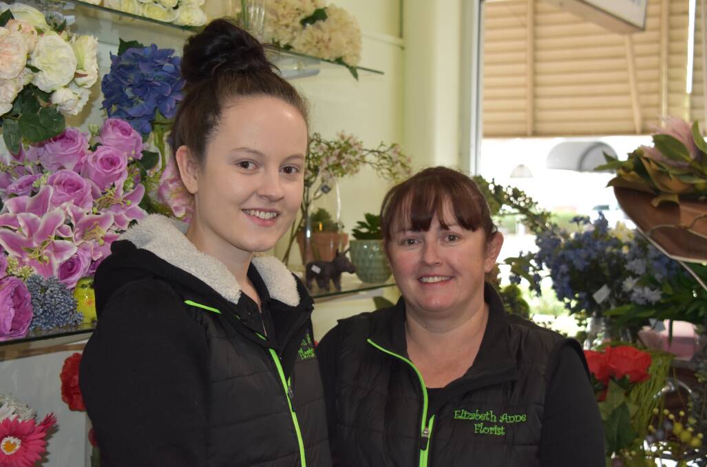 2019 Cootamundra Business Awards Young Entrepreneur of the Year, Georgie Leonow, with her mum Jodie at Elizabeth Ann Florist. Picture: Jody Potts