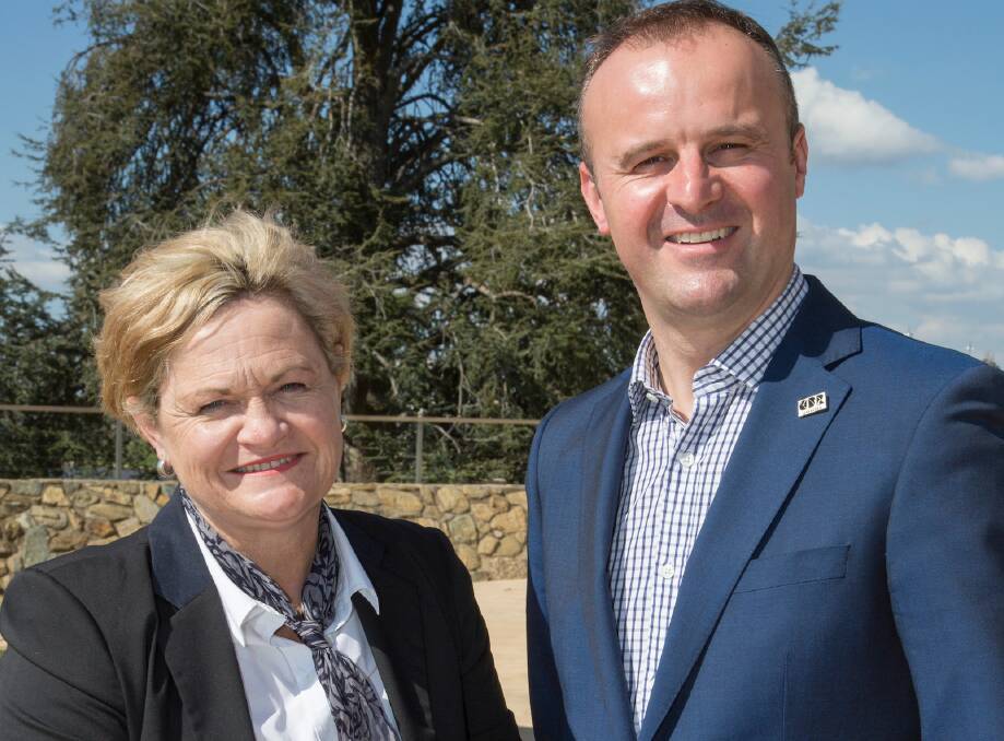 BUSY TIMES: Hilltops Council Administrator Wendy Tuckerman and ACT Chief Minister Andrew Barr.
