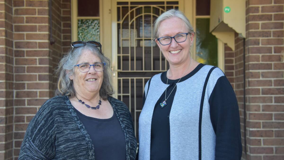 Perfect partnership: Jenny Loader from Whichcraft with Nicole Scott from Handmade in Harden Murrumburrah Community Markets outside Whichcraft. Picture: Jody Potts