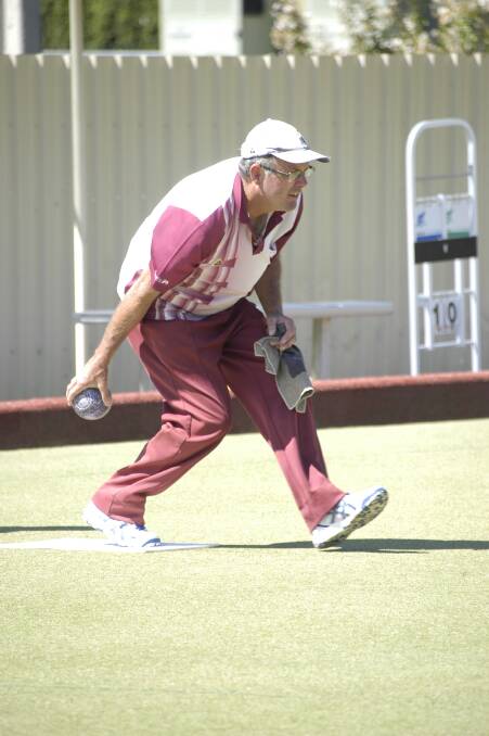 Rod James taking a shot in much nicer weather at the Harden Bowling Club. Rod and the Number 4's were defeated by a very strong Junee team. Picture: Jody Potts