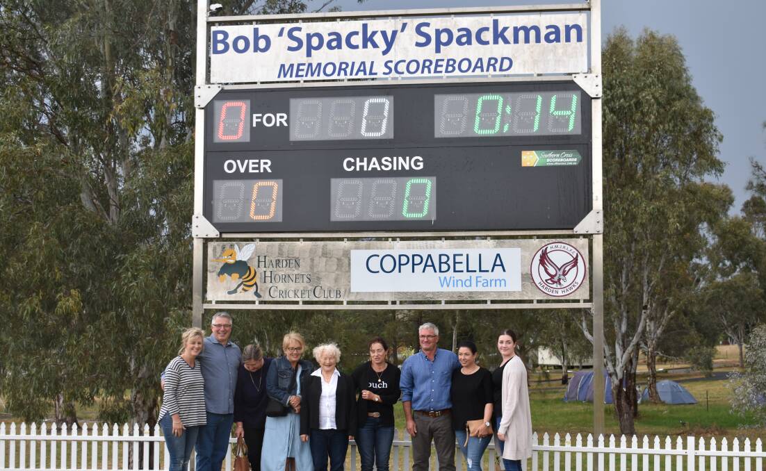 The Spackman family at the unveiling of the scoreboard named in honour of Bob 'Spacky' Spackman. Picture: Jody Potts