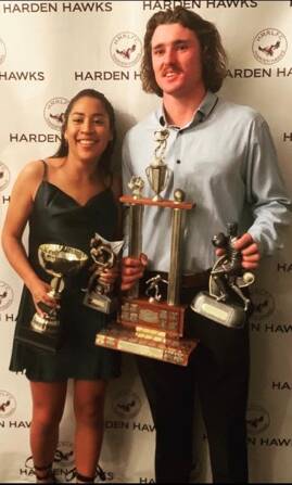 Sibling talent: Best and Fairest Winners Georgia and Patrick Smith with their cache of trophies. Picture: Contributed.