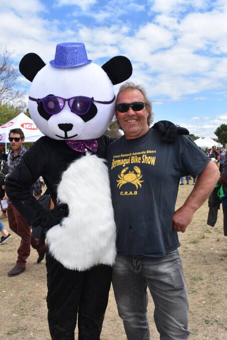 'Panky the Panda' and his good mate Guy Turner will be holding a walk through Harden Murrumburrah next month. Picture: Jody Potts