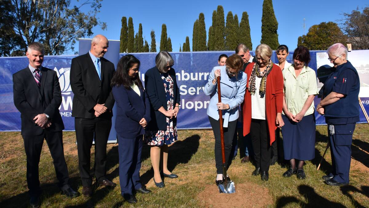 Member for Cootamundra Steph Cooke turns the first sod to mark the construction of the new Harden Murrumburrah Health Service. Picture: Jody Potts