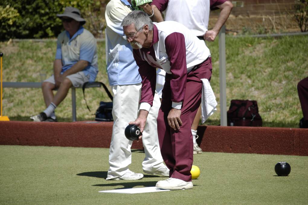 Danny Vincent takes a shot during a recent Number 7's match at the Harden Bowling Club. Picture: Jody Potts