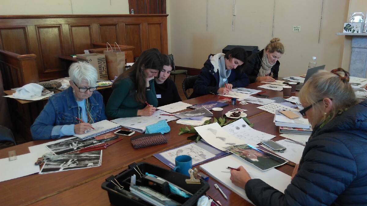 ART: Pet portraiture classes instructed by Jessie Ford were a huge success at the old Murrumburrah Courthouse on the weekend. Picture: Julianne Collingridge.