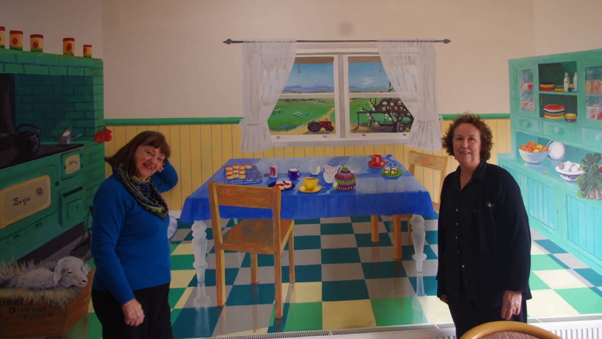Local Artist Pamela Hayes finished her wall-size mural of a country kitchen in Southern Cross St Lawrence Apartments this week