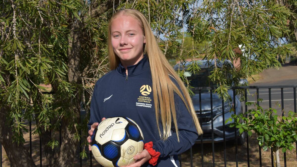 Kicking life goals: 14-year-old Samantha Emms has achieved a major goal - being invited to attend a prestigious soccer camp. Picture: Jody Potts
