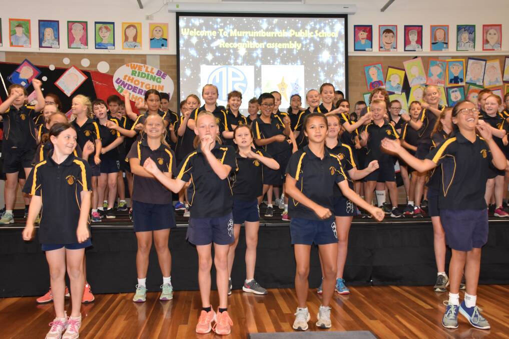 A fantastic dance to 'Shotgun' was performed by the students from Year 3 to Year 6 at Murrumburrah Public School during their Recognition Assembly. Picture: Jody Potts