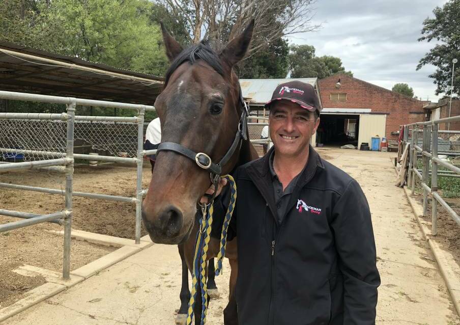 Wagga trainer Scott Spackman with Cryfowl.