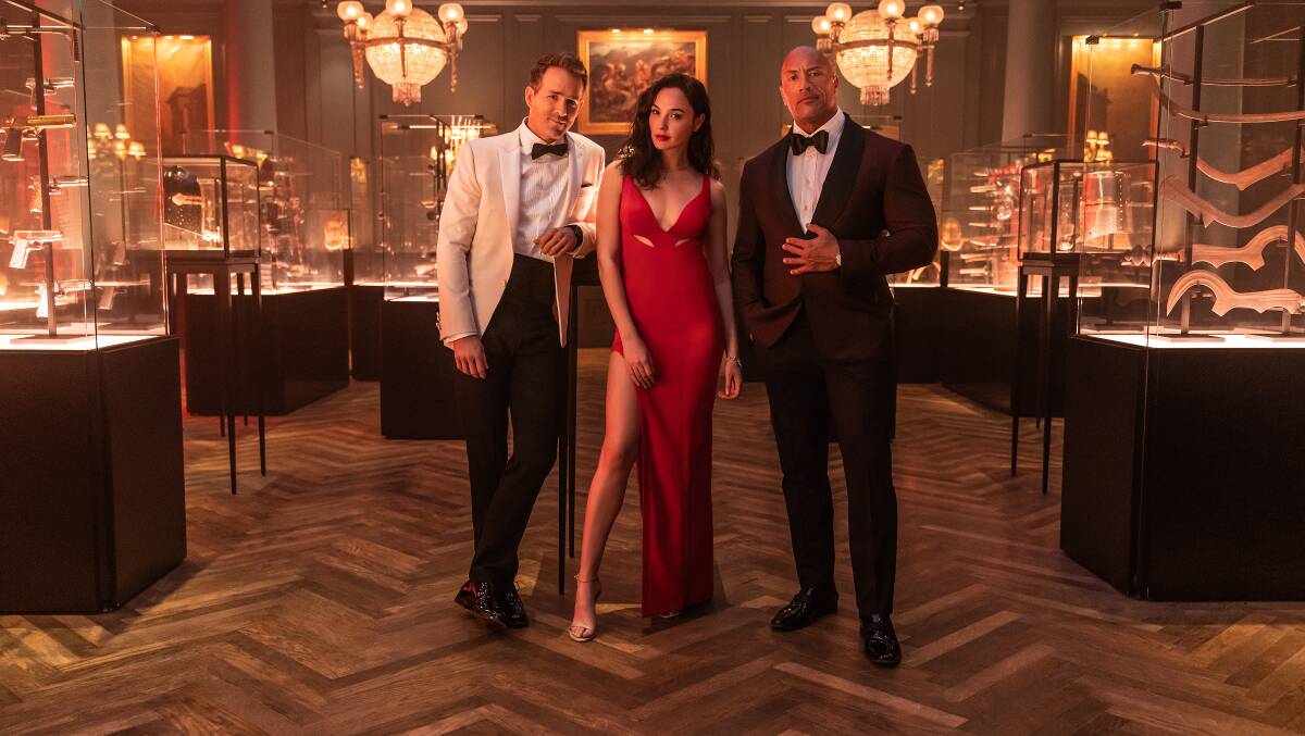 ALL STAR: Ryan Reynolds, Gal Gadot and Dwayne Johnson come together in Red Notice.