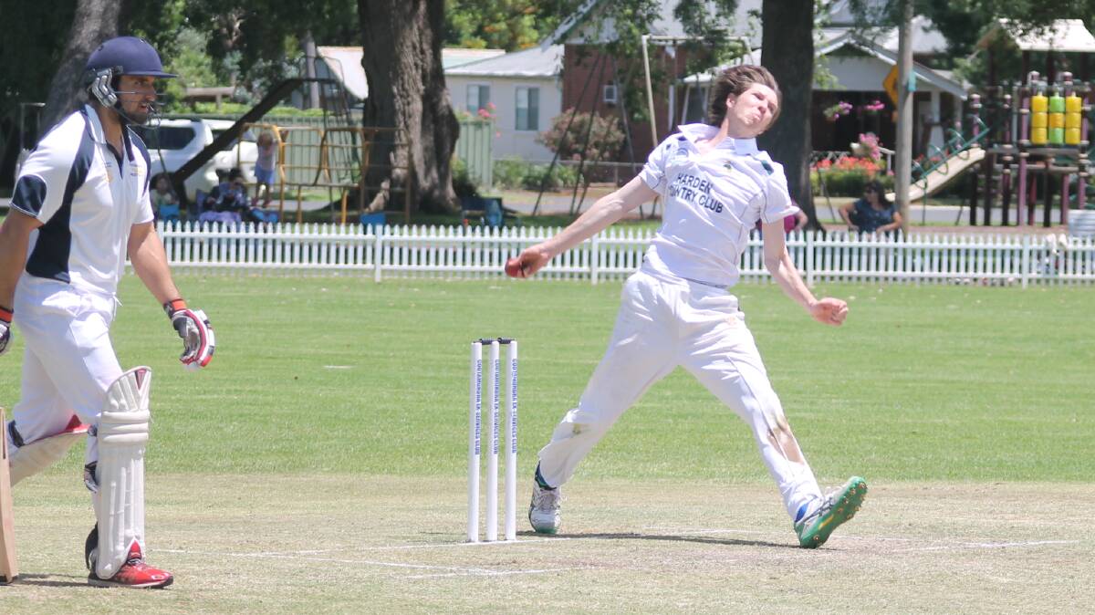 CRUCIAL: Billy Bolger in action for Yass in Cootamundra early this month. Bolger took three wickets for Harden against Yass Snipers on Saturday. Picture: Harrison Vesey